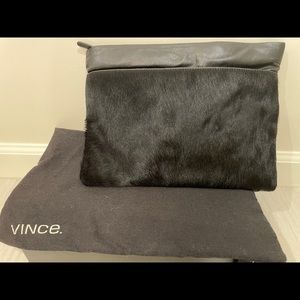 Vince black horse hair/ leather clutch